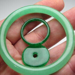 "Natural Jade bangle +   FREE Jade Ring & Jade Donut 50mm"